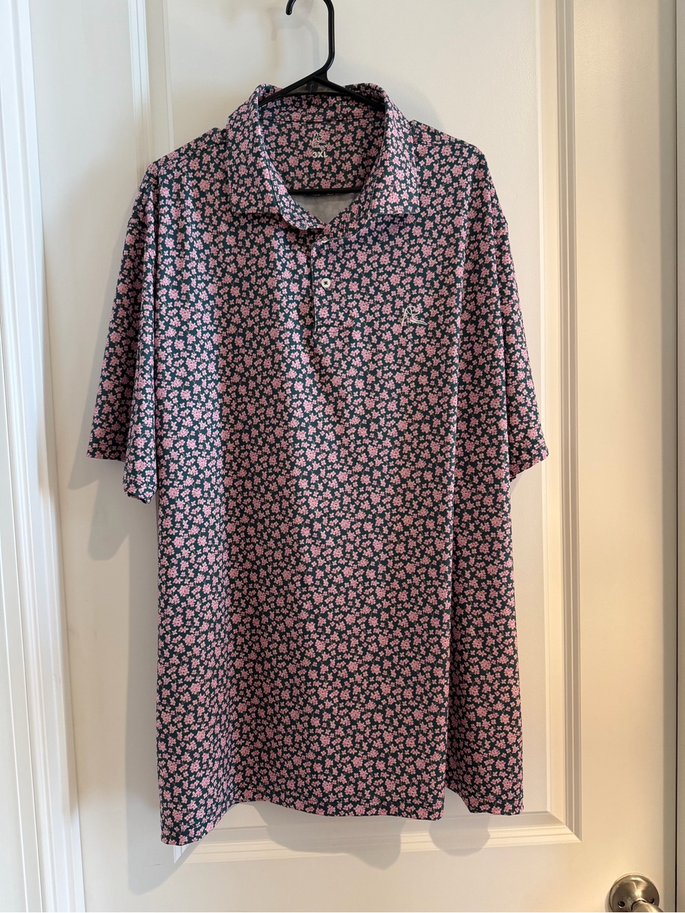 Rhoback Men's Polo with Green and Pink Floral Print NWOT